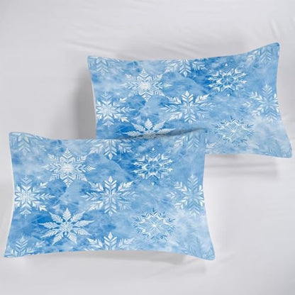 Blue Snowflake Bedding Full/Queen Ice Crystal Comforter for Girls