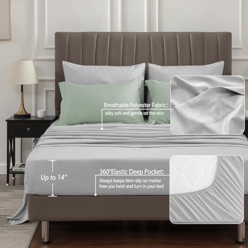 BEDELITE King Comforter Set 7 Pieces, Reversible Sage Green Bed in A Bag