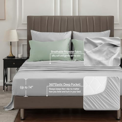 BEDELITE King Comforter Set 7 Pieces, Reversible Sage Green Bed in A Bag