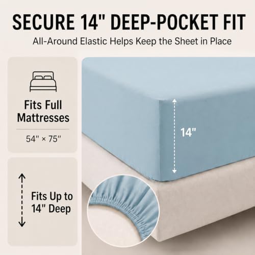 CozyLux Full Size Comforter Sets Light Blue - 7 Pieces Bed in a Bag
