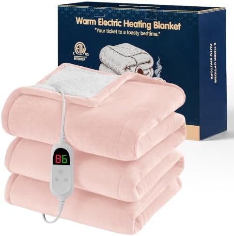 Heated Electric Blanket Twin, Heating Blanket, 62" x 84",Light Pink