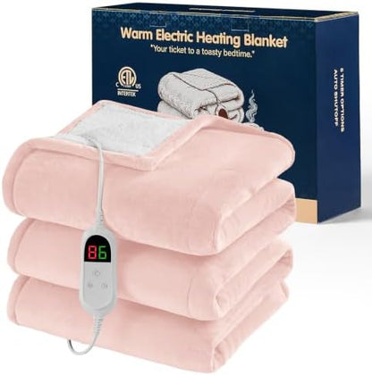 Heated Electric Blanket Twin, Heating Blanket, 62" x 84",Light Pink