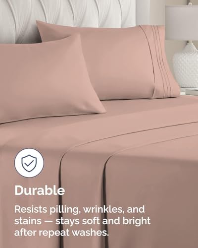 King Pillow Cases Set of 6 - Ultra Soft Cozy Pillowcase Covers - Mauve