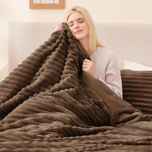 EXQ Home Fluffy Comforter Set King Size,3 Pieces Bed Set,Taupe Brown