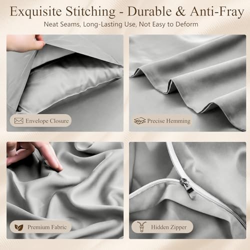 King Duvet Cover Set 3 Pieces, 100% Organic Viscose derived from Bamboo, Luxuriously Soft & Cooling, 1 Duvet Cover and 2 Pillowcases, 104" x 90"(King, Linen)