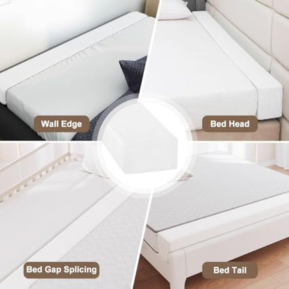 Bed Gap Filler,High-Density Bed Crack Filler with Removable Cover,Mattress Extender for Headboard Gap,Spacer Filler Between Mattress and Wall,Bed Wedge Gap Filler,Full Size,rice-white,78"x4"x12"