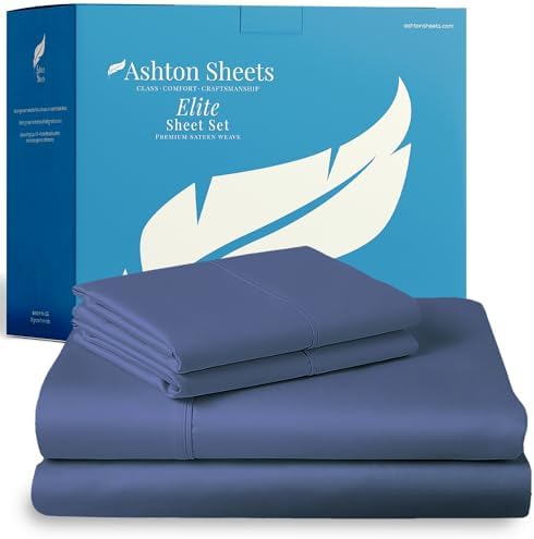 100% Egyptian Cotton Split King Sheets Sets for Adjustable Bed - Luxury 800 Series Elite Collection Top Sheet (5 PC, Deep Blue), Soft Cooling Hotel Sheet, Fits Mattress Upto 18"
