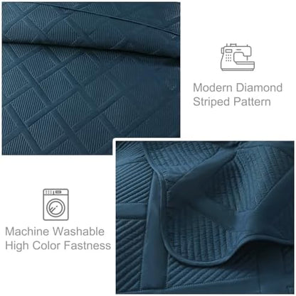 Exclusivo Mezcla 2-Piece Soft Twin Size Quilt Bedding Set, Navy Blue
