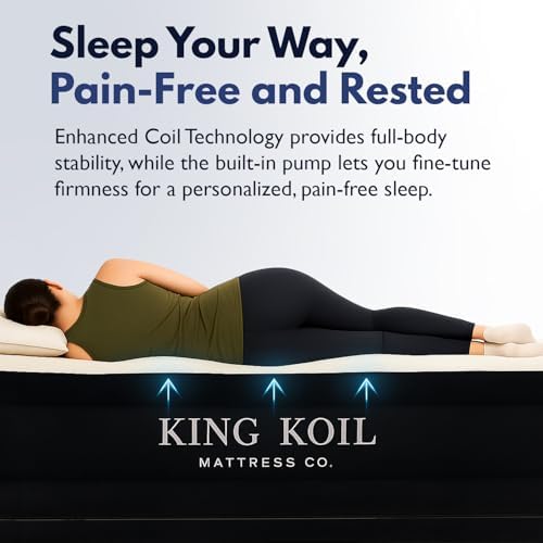 King Koil Air Mattress Cal King with Built-in Pump, Inflatable Blow Up Bed