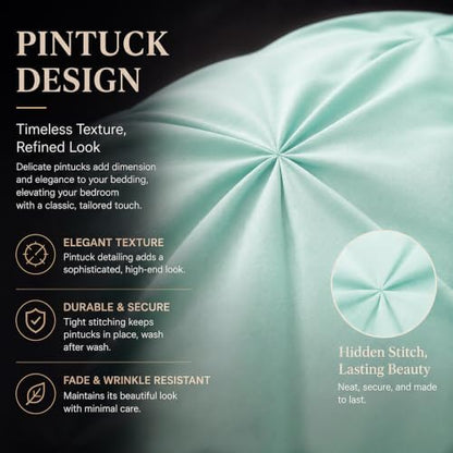 CozyLux Queen Comforter Set Mint Green, 7 Pieces Pintuck Bed in a Bag