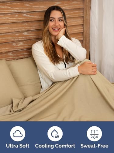 CGK Linens Extra Deep Queen Fitted Sheet Only - Heathered Tan