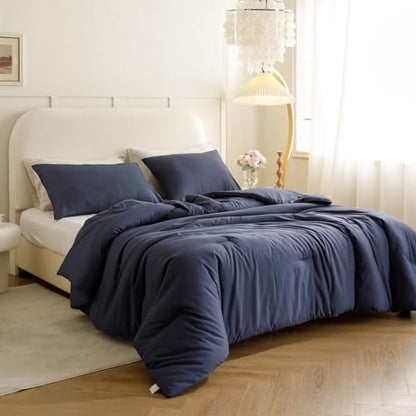 ROSGONIA Alaskan King Comforter, Navy Blue, 136x120 Soft Bedding Quilt