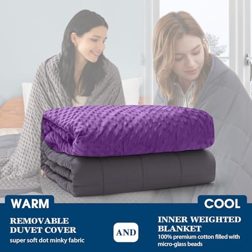 yescool Weighted Blanket (7 lbs, 41" x 60", Violet) Heavy Blanket for Sleeping Perfect for 60-90 lbs, Breathable Blanket with Premium Glass Bead, Machine Washable