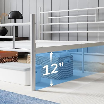 Avenco Metal Platform Bed Frame King Size with Classical Headboard and Footboard, 14 Inch, Under Bed Storage, Strong Metal Slats Support, Mattress Foundation, No Box Spring Needed