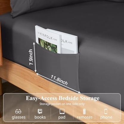 Bamboo Viscose Sheet Set King Size, Cooling Sheets Bed Set 4pcs