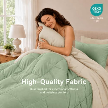 Anluoer Queen Comforter Set 7 Piece, Soft Bed in a Bag Queen Bedding Sets