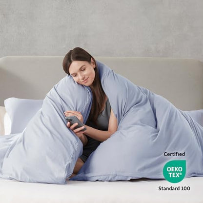 Hearth & Harbor Prewashed Full Duvet Cover Set, Ice Blue