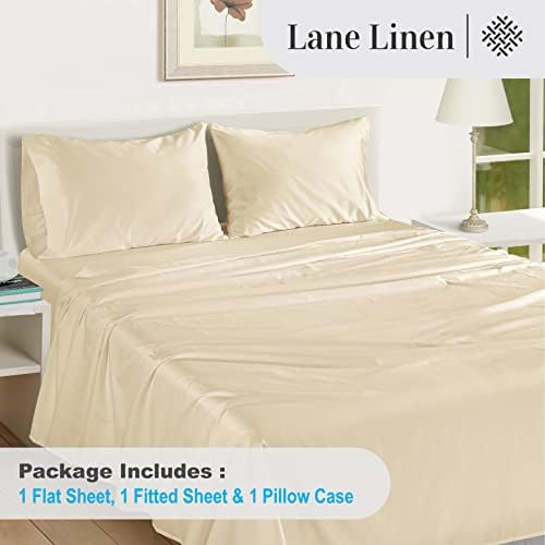 LANE LINEN 100% Egyptian Cotton Bed Sheets Twin XL, Long Staple Soft & Comfy Sateen Weave No Pill Fade Resistant Machine wash Extra Long Twin Sheets for Hospital Bed -Moonstone