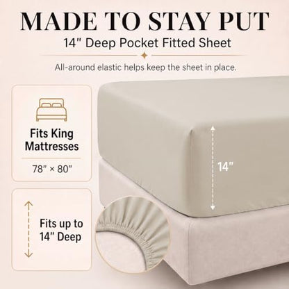 CozyLux Oversized King Comforter Set Beige, 7 Pieces Bed in a Bag