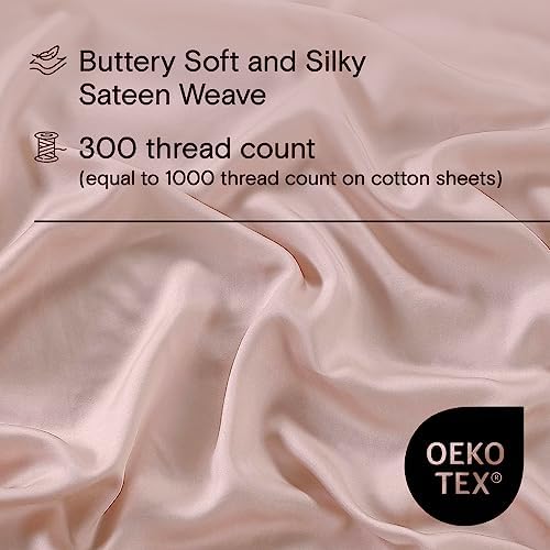 Sijo AiryWeight Tencel Sheet Set, 100% Lyocell Derived from Eucalyptus, Buttery Soft, Architectural Digest Best Cooling Sheets Winner - 2pc - 1 Pillowcase 1 Fitted (Blush, Twin XL)