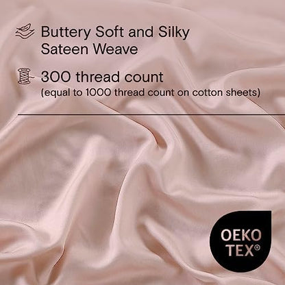 Sijo AiryWeight Tencel Sheet Set, 100% Lyocell Derived from Eucalyptus, Buttery Soft, Architectural Digest Best Cooling Sheets Winner - 2pc - 1 Pillowcase 1 Fitted (Blush, Twin XL)