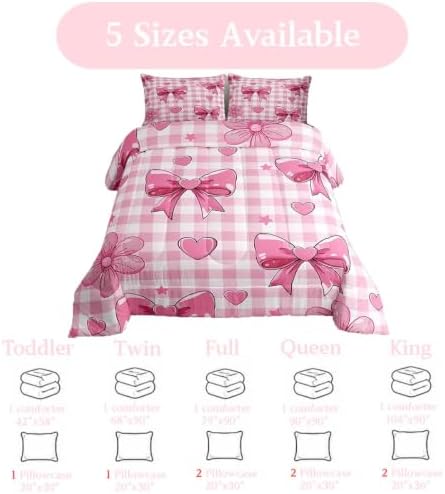 jejeloiu Bowknot Comforter Set Full Size Bedding Set for Kids Boys Girls