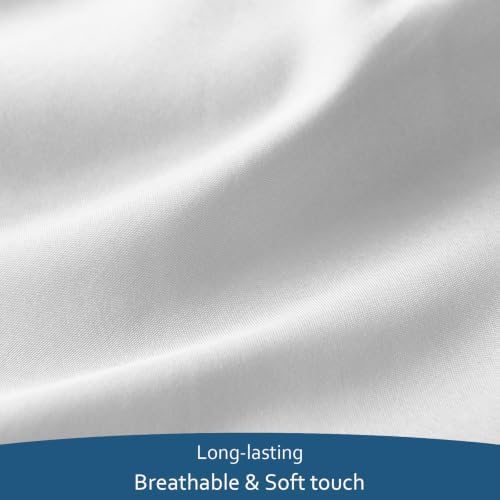 Moonsea Full Sheet Set Deep Pocket - 4 Piece Extra Soft Full Bed Sheets - Side Storage Pocket Fitted Sheet & Pillowcase & Flat Sheet - Easily Fits 16in to 24in Pillow Top Air Bed Mattress - White