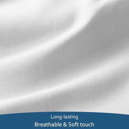 Moonsea Full Sheet Set Deep Pocket - 4 Piece Extra Soft Full Bed Sheets - Side Storage Pocket Fitted Sheet & Pillowcase & Flat Sheet - Easily Fits 16in to 24in Pillow Top Air Bed Mattress - White