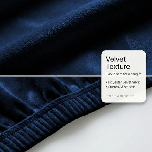 WOMACO Velvet Bed Headboard Slipcover Protector Stretch Solid Color Dustproof Cover for Bedroom Decor (Dark Blue, 71" - 90")