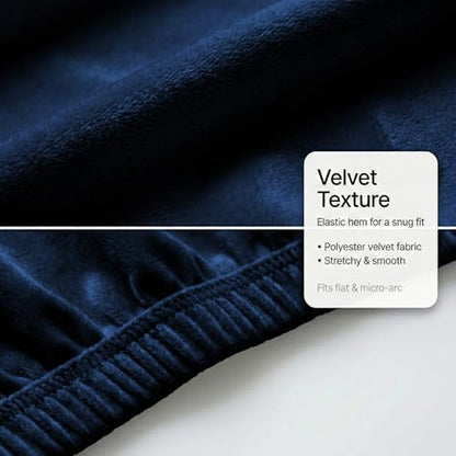 WOMACO Velvet Bed Headboard Slipcover Protector Stretch Solid Color Dustproof Cover for Bedroom Decor (Dark Blue, 71" - 90")
