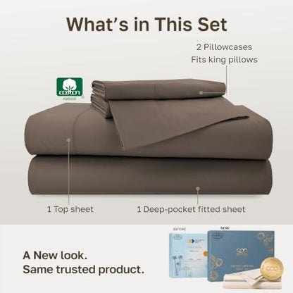 California Design Den Softest 100% Cotton Sateen King Size Bedsheets, 4 Pcs
