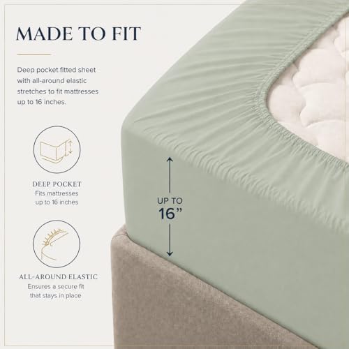 Split King Sheets for Adjustable Bed, 7Pc Egyptian Cotton Bed Sheets, Sage