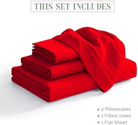 Elegant Comfort Luxurious 1500 Premium Hotel Quality Microfiber 4-Piece Sheet Set, 18-24 Inches Deep - Extra Deep Pocket Sheets - Ultra Soft 4PC Deep Pocket Sheets, King, Red