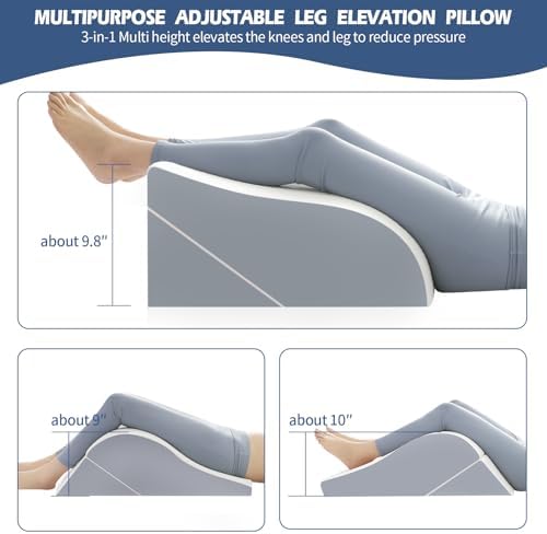Simpledad Wedge Pillow for Sleeping Adjustable 3-in-1 High Leg Wedge Pillow