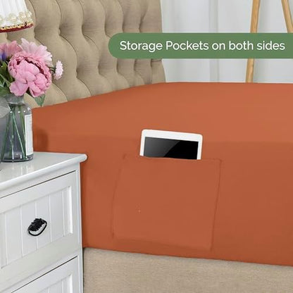 Elegant Comfort 1500 Premium Hotel Quality 18-21 Inches Deep - Extra Deep Pocket Single Fitted Sheet for High Mattress, Luxury and Softest, Smart Pocket - Wrinkle Free, Twin/Twin XL, Coral