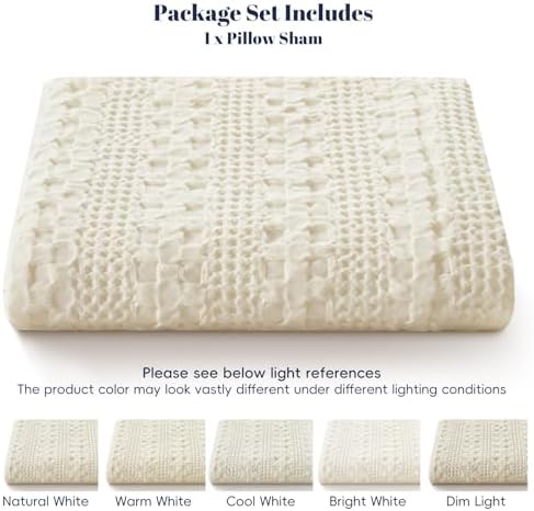 PHF Cotton Waffle Body Pillowcase 20" x 54", Ivory, No Insert