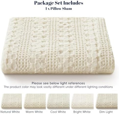 PHF Cotton Waffle Body Pillowcase 20" x 54", Ivory, No Insert