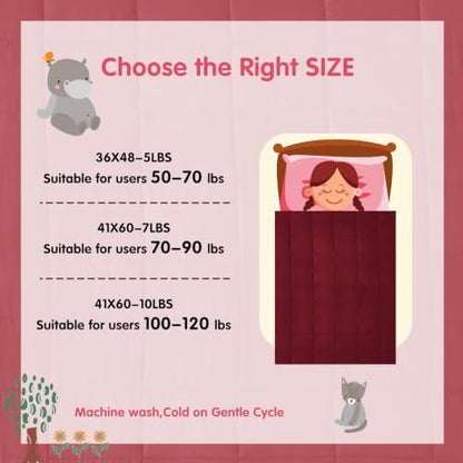 yescool Weighted Throw Blanket 7lbs, 41" x 60", Red