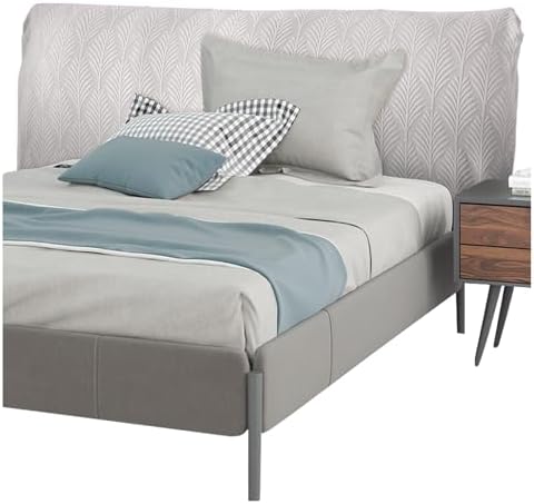 Framendino, Stretch Headboard Protector Cover for King Size Bed Bedroom Décor (Light Grey)