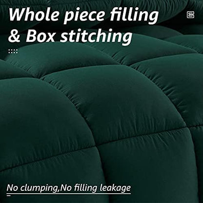 HYLEORY All Season Full Size Bed Comforter - Cooling Down Alternative Quilted Duvet Insert with Corner Tabs - Winter Warm - Machine Washable - Emerald Green