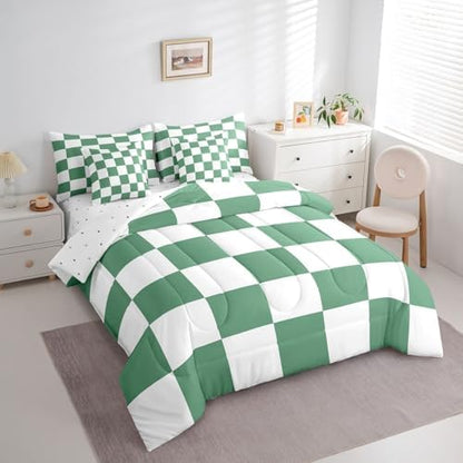 jejeloiu Green Comforter Set with Sheets 7 Piece Twin Size