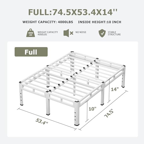 NKZ 2-in-1 Full Size Metal Platform Bed Frame, 14 Inch Heavy Duty Bed Base