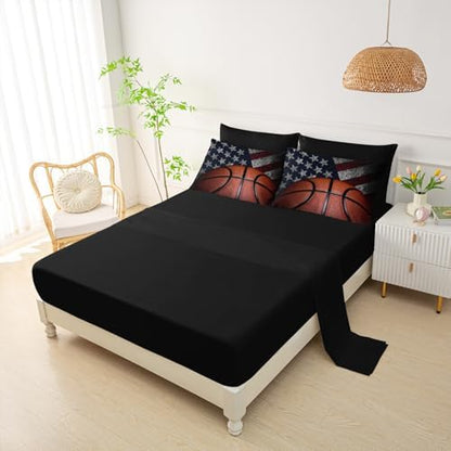 QOOMO Basketball Comforter Set Twin,7-Piece Kids Bedding Set for Boys