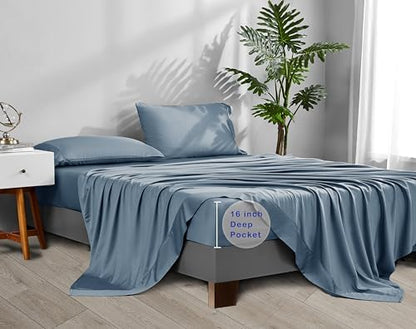 ACCURATEX Cooling Sheets for Hot Sleepers, California King Size,Dusty Blue