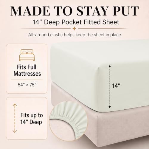 CozyLux Full Size Comforter Set Ivory, 7 Pieces Bed in a Bag