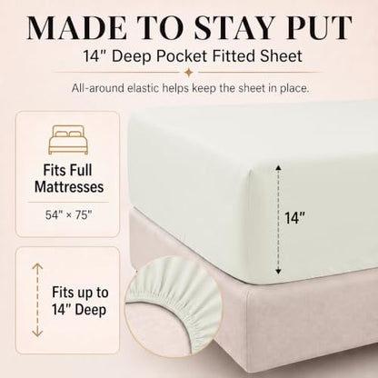 CozyLux Full Size Comforter Set Ivory, 7 Pieces Bed in a Bag