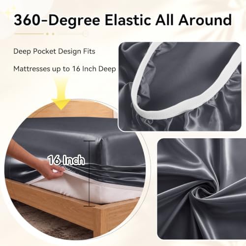 RUDONG M Split Top King Fitted Sheet Only for Adjustable Beds, Dark Grey