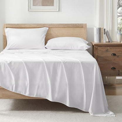 Andency White King Sheets Set 100% Viscose Derived from Bamboo