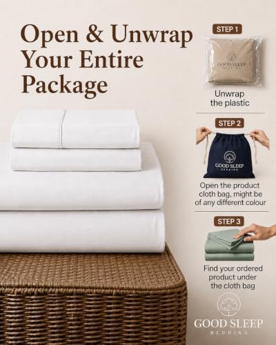 100% Egyptian Cotton Sheets King Size, 4 Piece, White Sheets King Size