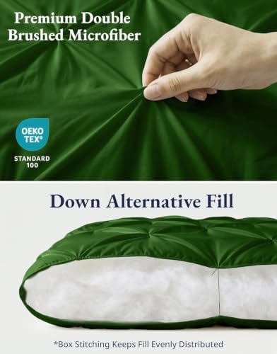 LANE LINEN 7 Piece King Sea Foam Comforter Set Pintuck - Olive Green